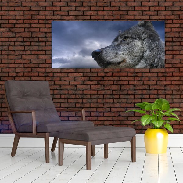 Obraz - Vlčia hlava (120x50 cm)