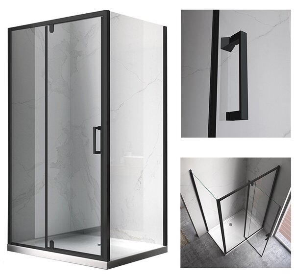 BPS-koupelny Obdĺžnikový sprchový kút ZES KZ07B BL 110x90 čierna/transparent - bez vaničky