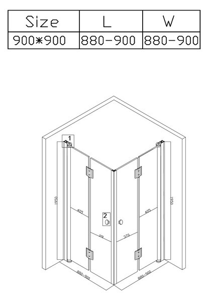 BPS-koupelny Štvorcový sprchovací kút ZES KZ1290B 90x90 chróm/transparent - bez vaničky
