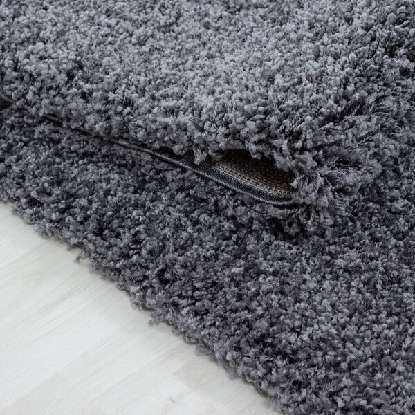 Ayyildiz , Kusový koberec Life Shaggy 1500 grey kruh, 80x80 (priemer) kruh, šedá, obývacia izba