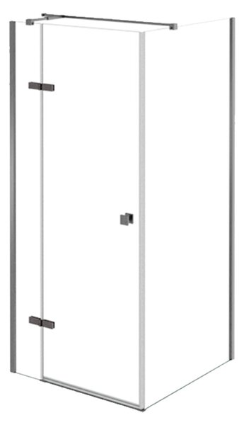 Besco Štvorcový sprchový kút PIXA GUN METAL SQ 90x90, výška 195 cm - bez vaničky BESCO-Orientácia: Pravá