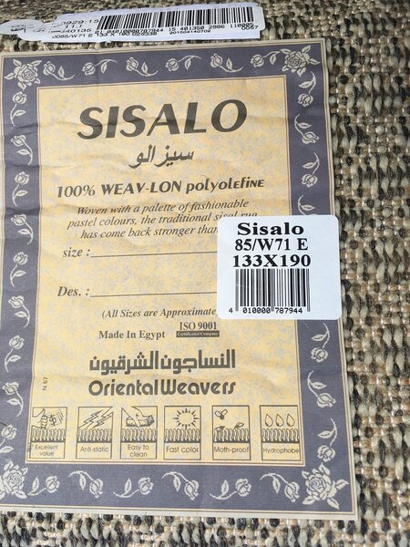 Oriental Weavers , Kusový koberec Sisalo / DAWN 85 / W71E – na von aj na doma, 66x120, hnedá, chodba / predsieň