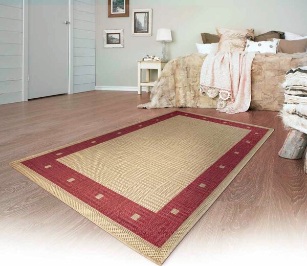 Oriental Weavers, Kusový koberec SISALO/DAWN 879/O44P (J84 Red) – na von aj na doma, 133x190, béžová, chodba / predsieň