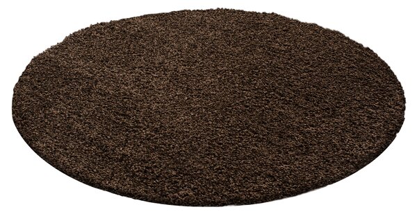Ayyildiz, Kusový koberec Life Shaggy 1500 brown kruh, 120x120 (priemer) kruh, hnedá, obývacia izba