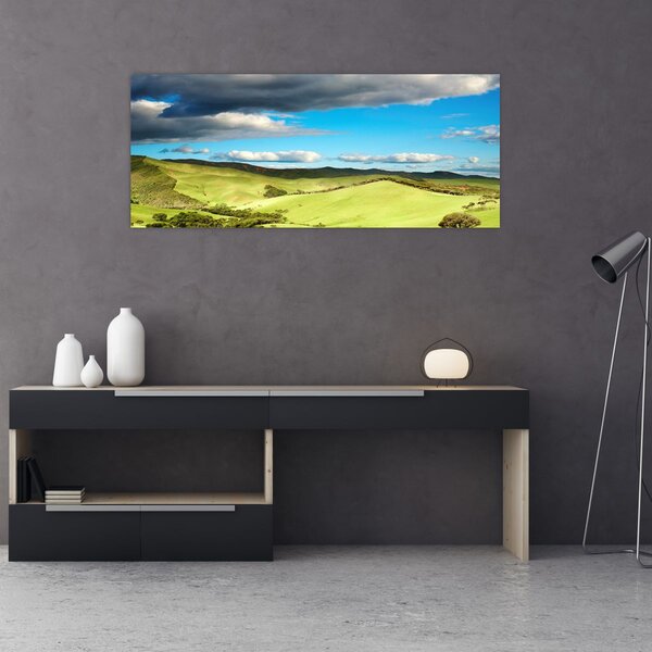 Obraz - Zelená krajina s pahorkami (120x50 cm)