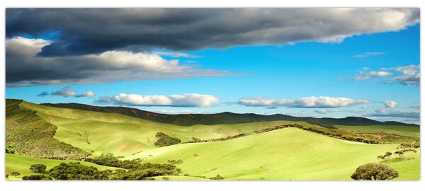 Obraz - Zelená krajina s pahorkami (120x50 cm)