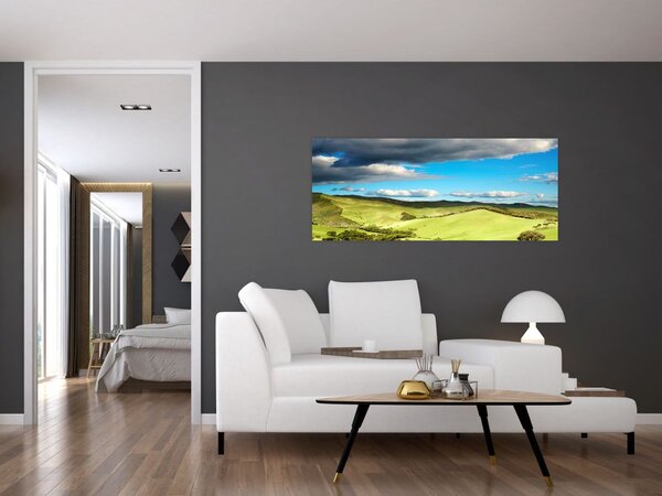 Obraz - Zelená krajina s pahorkami (120x50 cm)