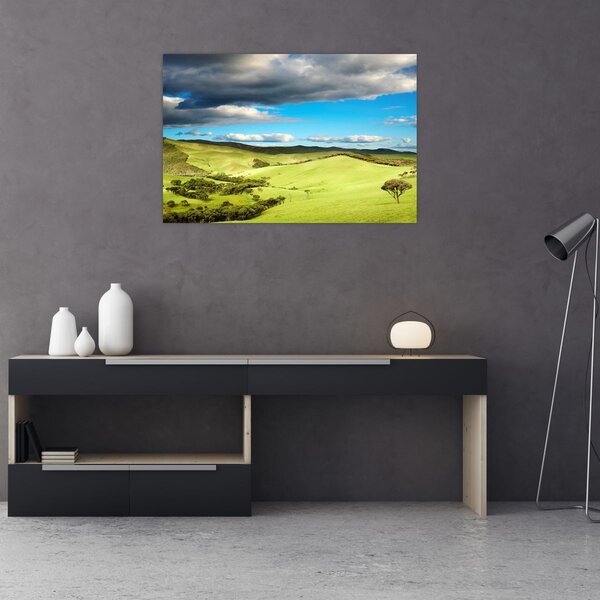 Obraz - Zelená krajina s pahorkami (90x60 cm)