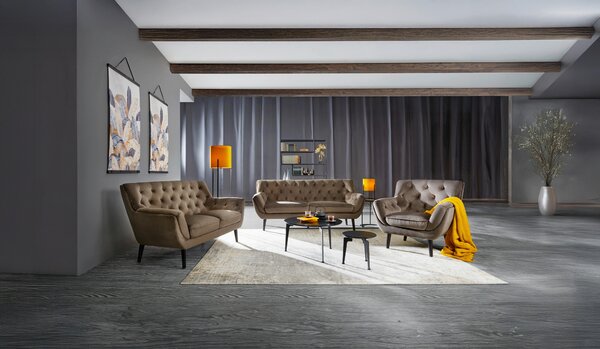 KRESLO CHESTERFIELD, drevo, textil, sivá, čierna Stylife - Kreslá