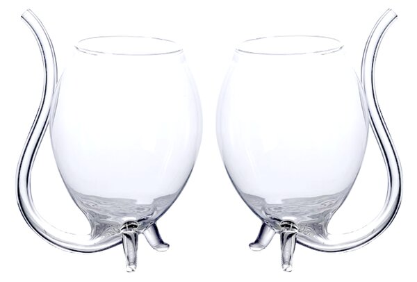 TEMPO-KONDELA TEARY, pohár na víno so zabudovanou slamkou, set 2 ks, 300 ml