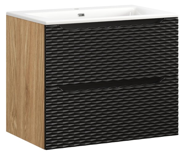 Comad Kúpeľňová skrinka s keramickým umývadlom Ocean Black 70 cm - čierna mat