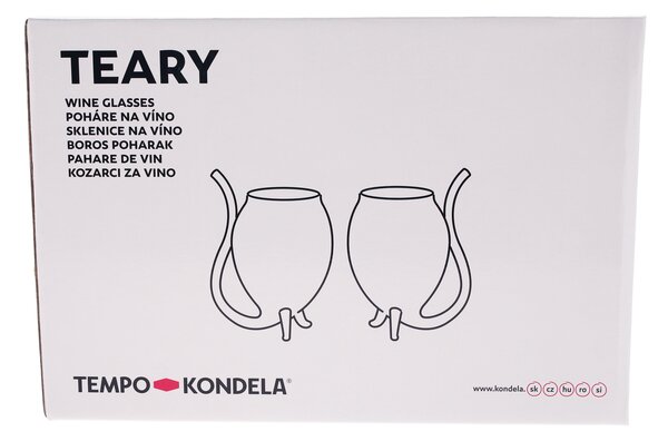TEMPO-KONDELA TEARY, pohár na víno so zabudovanou slamkou, set 2 ks, 300 ml