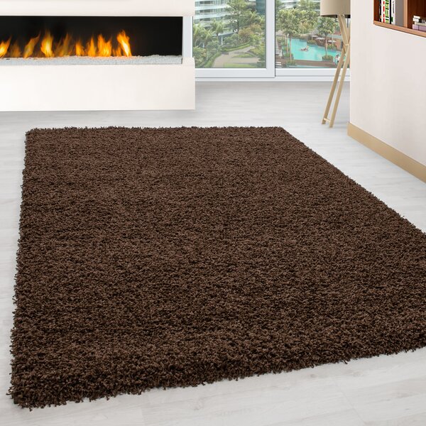Ayyildiz , Kusový koberec Life Shaggy 1500 brown, 140x200, hnedá, obývacia izba