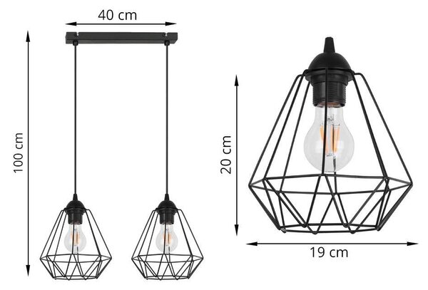 Závesné svietidlo Fusion, 2x drôtené tienidlo (výber z 2 farieb), l