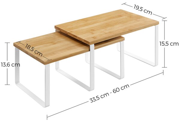Sada bambusových organizérov CEZAR, 2ks, hnedá/biela SongmicsHome