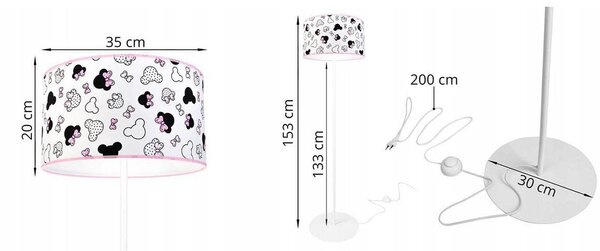 Detská stojacia lampa Minnie, 1x textilné tienidlo so vzorom, o