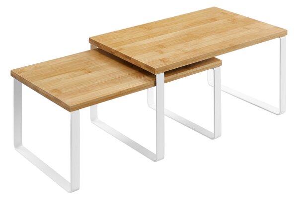 Sada bambusových organizérov CEZAR, 2ks, hnedá/biela SongmicsHome