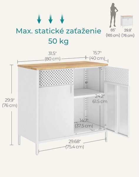 Kovová úložná skrinka BRIX, 76x80x40cm, hnedá/biela SongmicsHome