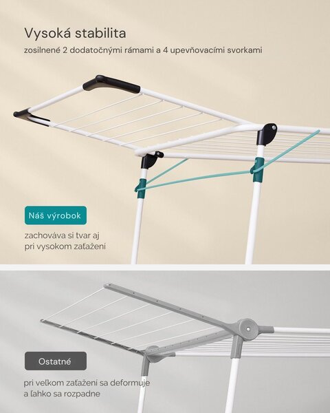 Sušiak na bielizeň BREEZE, 56,5x173x96,5cm, biela SongmicsHome