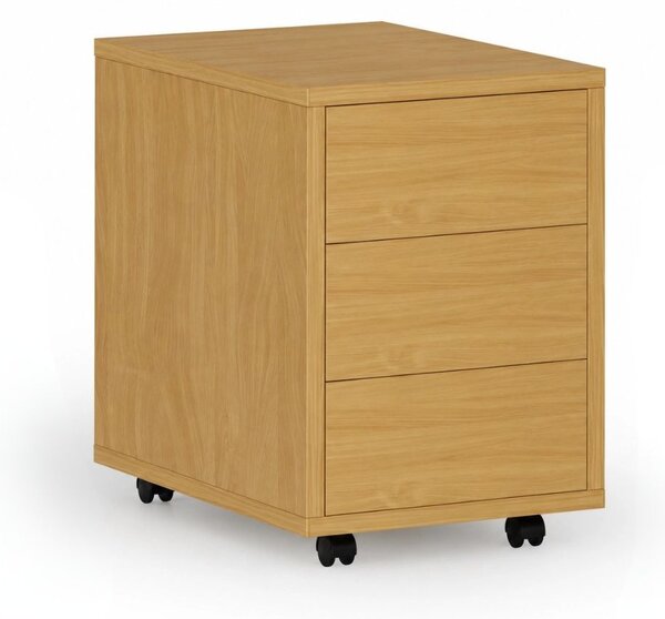 Kancelársky mobilný kontajner PRIMO WOOD, PUSH-lock, 3 zásuvky, buk