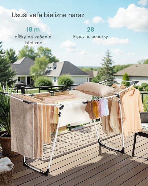 Sušiak na bielizeň BREEZE, 56,5x173x96,5cm, biela SongmicsHome