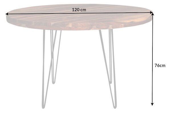 Dizajnový okrúhly jedálenský stôl Elegant 120 cm Sheesham