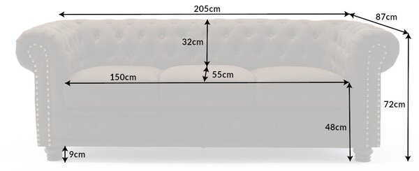 Dizajnová trojsedačka Chesterfield II 205 cm antik hnedá