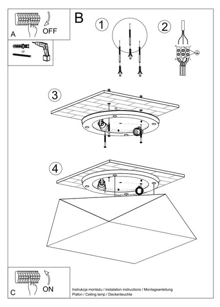 Stropné svietidlo Hexa, 1x sivé plastové tienidlo, (biely plast), (35 cm)