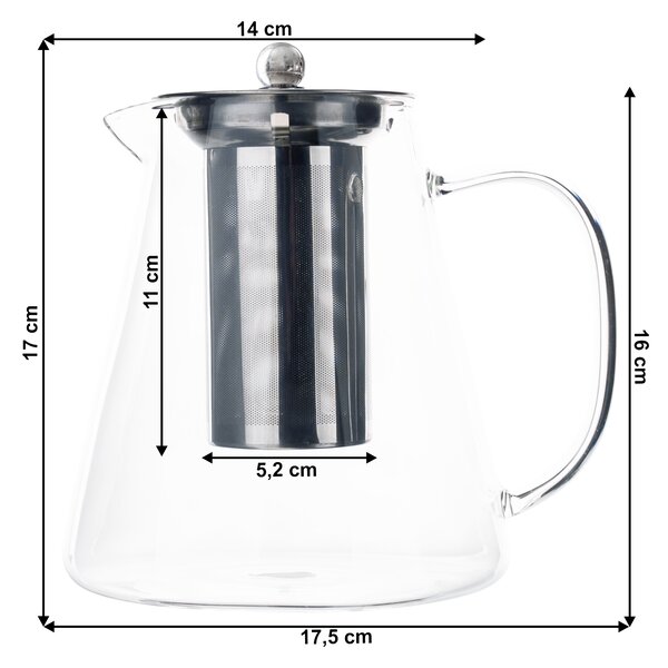 TEMPO-KONDELA KLARY, čajník so sitkom, 1,3 l, sklenený