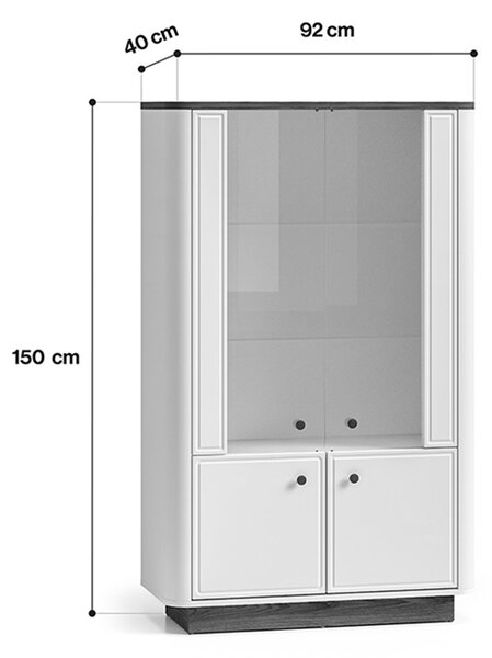 Vysoká vitrína Amberto 92 cm - kašmírová / dub windmill tmavý