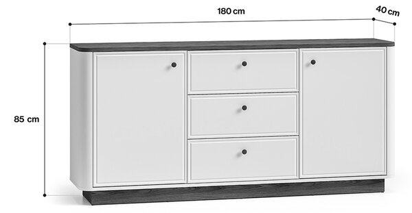Veľká komoda Amberto 180 cm so zásuvkami - kašmírová / dub windmill tmavý