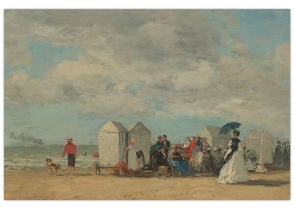 Obraz - Eugène Boudin, Beach Scene , reprodukcia (90x60 cm)
