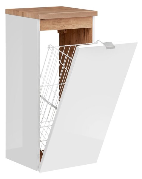 Comad Doplnková kúpeľňová skrinka nízka s košom na bielizeň Capri White 35 biela