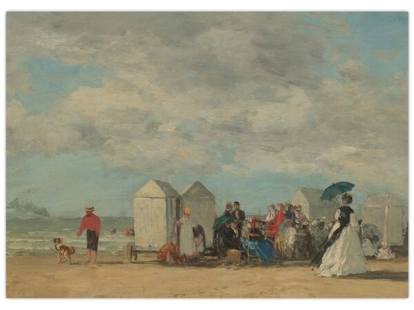 Obraz - Eugène Boudin, Beach Scene , reprodukcia (70x50 cm)