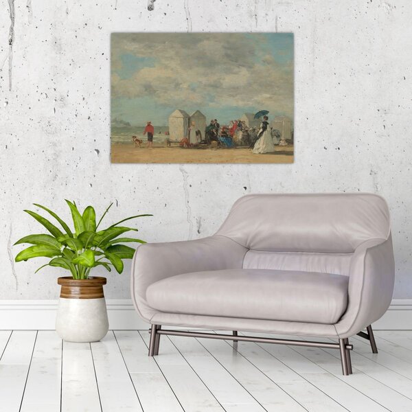 Obraz - Eugène Boudin, Beach Scene , reprodukcia (70x50 cm)