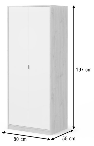Skriňa Nepon 80x197x55 - dub artisan / biela