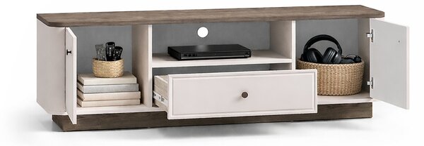 TV stolík Amberto 160 cm so zásuvkou - kašmírová / dub windmill tmavý
