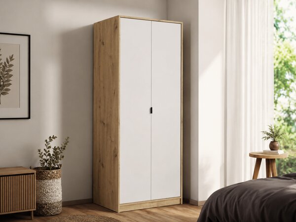 Skriňa Nepon 80x197x55 - dub artisan / biela
