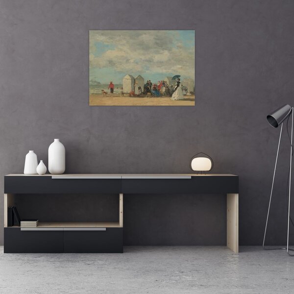 Obraz - Eugène Boudin, Beach Scene , reprodukcia (70x50 cm)