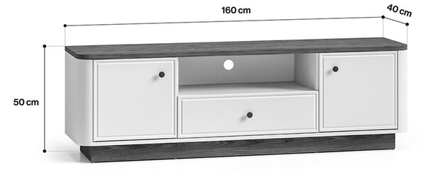 TV stolík Amberto 160 cm so zásuvkou - kašmírová / dub windmill tmavý