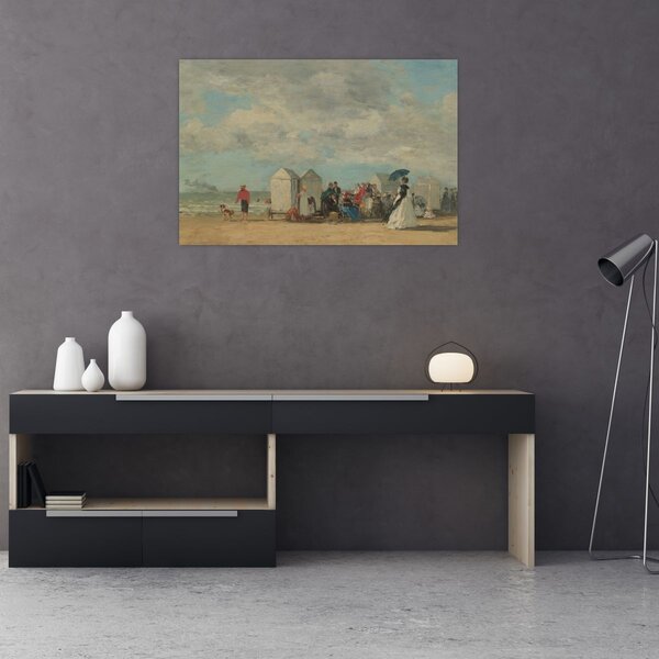 Obraz - Eugène Boudin, Beach Scene , reprodukcia (90x60 cm)