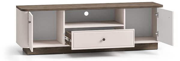 TV stolík Amberto 160 cm so zásuvkou - kašmírová / dub windmill tmavý