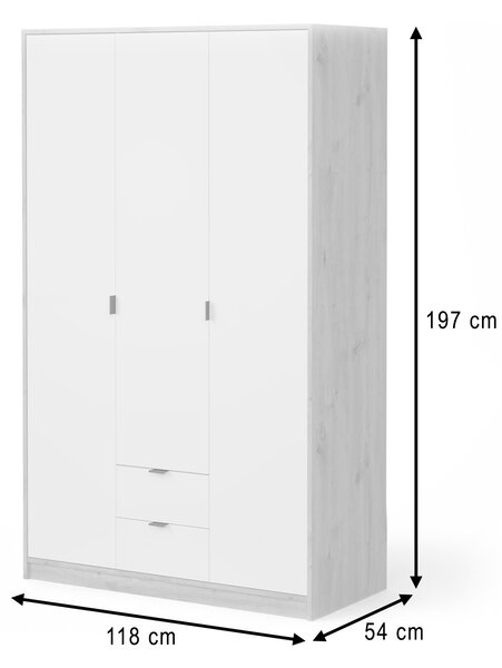 Skriňa Nepon 118x197x54 - dub artisan / biela