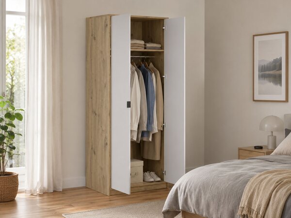 Skriňa Nepon 80x197x55 - dub artisan / biela