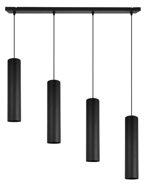 Závesné svietidlo Tuba, 4x čierne kovové tienidlo