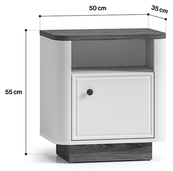 Nočný stolík Amberto 50 cm - kašmírová / dub windmill tmavý