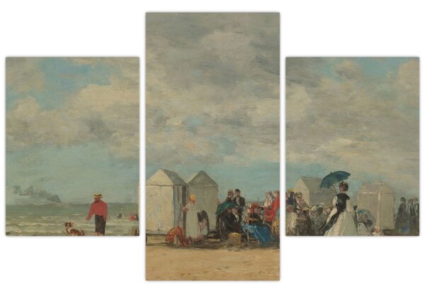 Obraz - Eugène Boudin, Beach Scene , reprodukcia (90x60 cm)