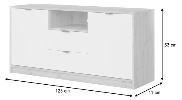 Vysoký TV stolík Nepon - dub artisan / biela