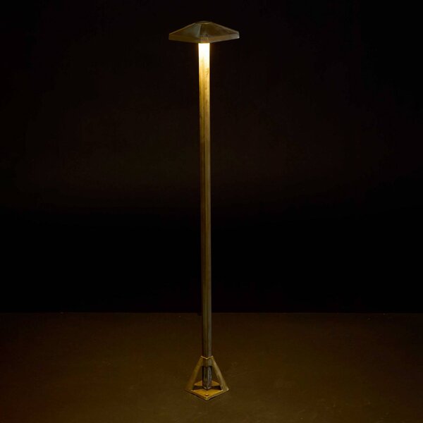 Moretti Luce Chodníkové LED svetlo Aura Frame, výška 80 cm, antik mosadz, IP65, Hnedá / staromosadz, Mosadz, Vidiecky / Rustikálny, Osvetlenie príjazdovej cesty