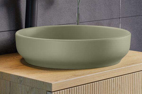 Comad Keramické umývadlo na dosku RIVER 1 OLIVE GREEN MATT UN 40, zelená